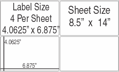 8.5"x14" Sheeted Gloss Top Coat GHS 5609 Laser 3.1MIL VINYL Drum Label 4UP