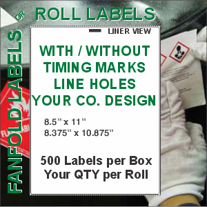 8.5"x11" Custom Fan-Fold Laser Vinyl Drum, Jug, Pale, Tote Label