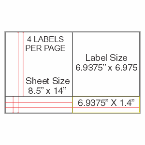 8.5"x14" Sheeted Gloss Top Coat GHS 5609 Laser 3.1MIL VINYL Drum Label 4UP